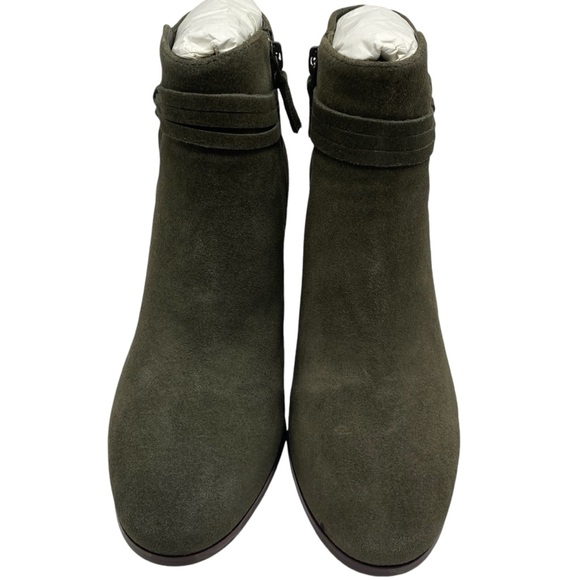 Violet & Red Womens Shoes Jenna Booties Sz 6 Olive Green Suede Leather Heeled - Picture 4 of 12